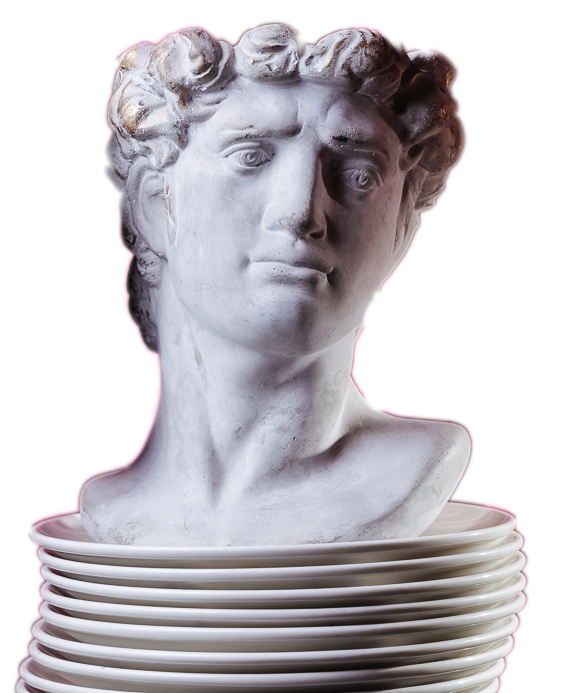 statue in stacked plate remove background
