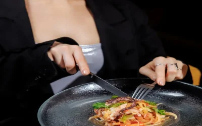 Lady having business lunch at Trove restaurant