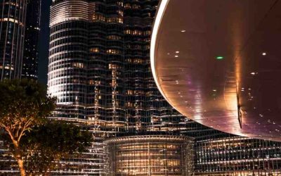 Lively night dining with Burj Khalifa backdrop