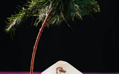 A shaved coconut on the platter