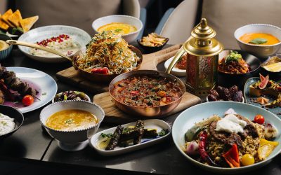 Assorted Middle Eastern dishes served.