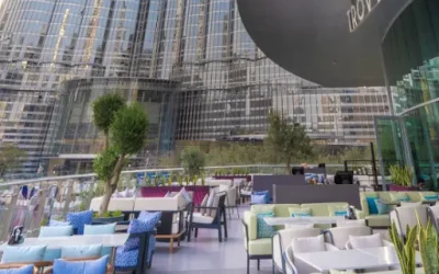 Outdoor terrace at Trove in Downtown Dubai, one of the most Instagrammable places in Dubai